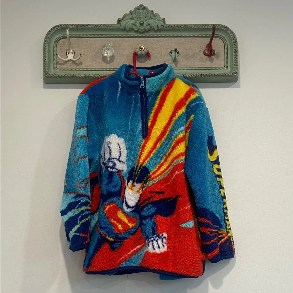 DC Comics Superman Kids quarter zip size 8 medium boy soft Sherpa fleece new